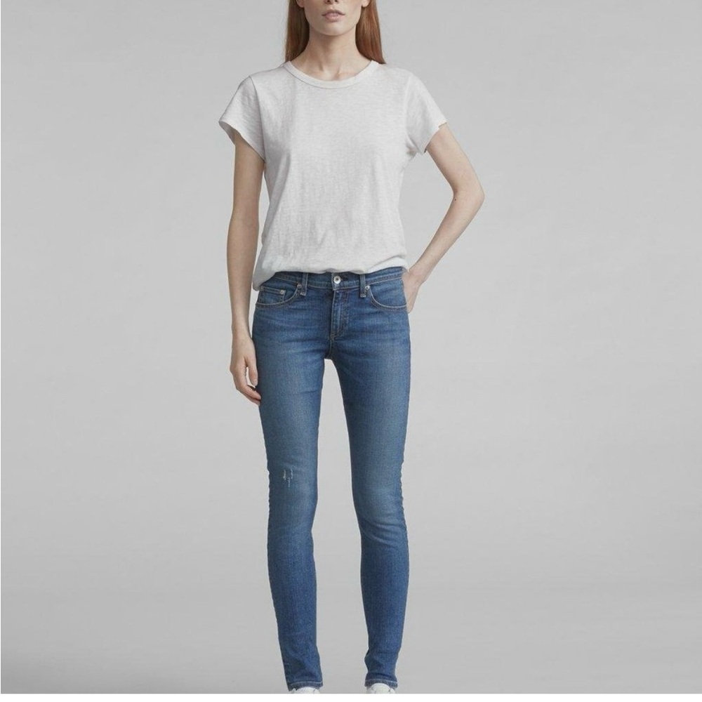 Rag & Bone Woodford Blue 5-Pockets Style Mid-rise Skinny Denim Jeans Size 28